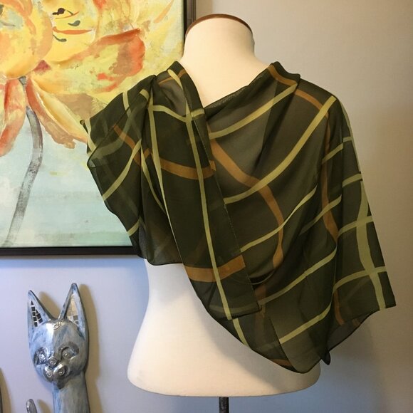 Plaid Infinity Scarf in Mustard, Olive and Pear - Picture 3 of 11